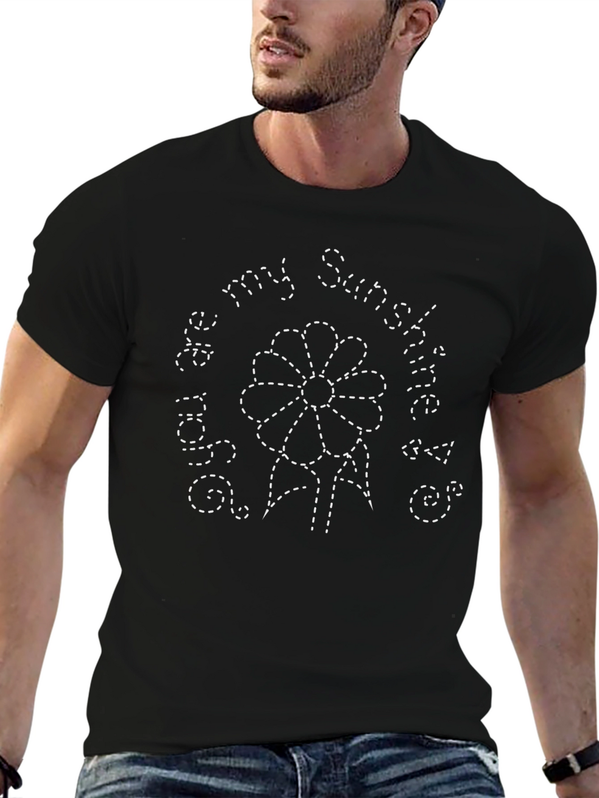 Sunshine Flower Graphic Tee - Black Cotton Blend Shirt