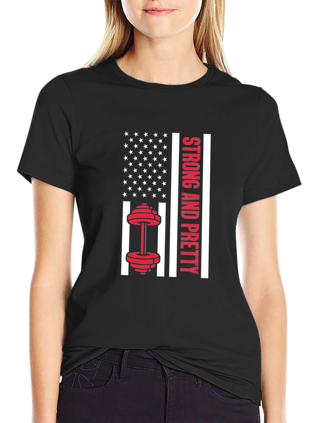 Strong & Pretty USA Flag Workout Shirt