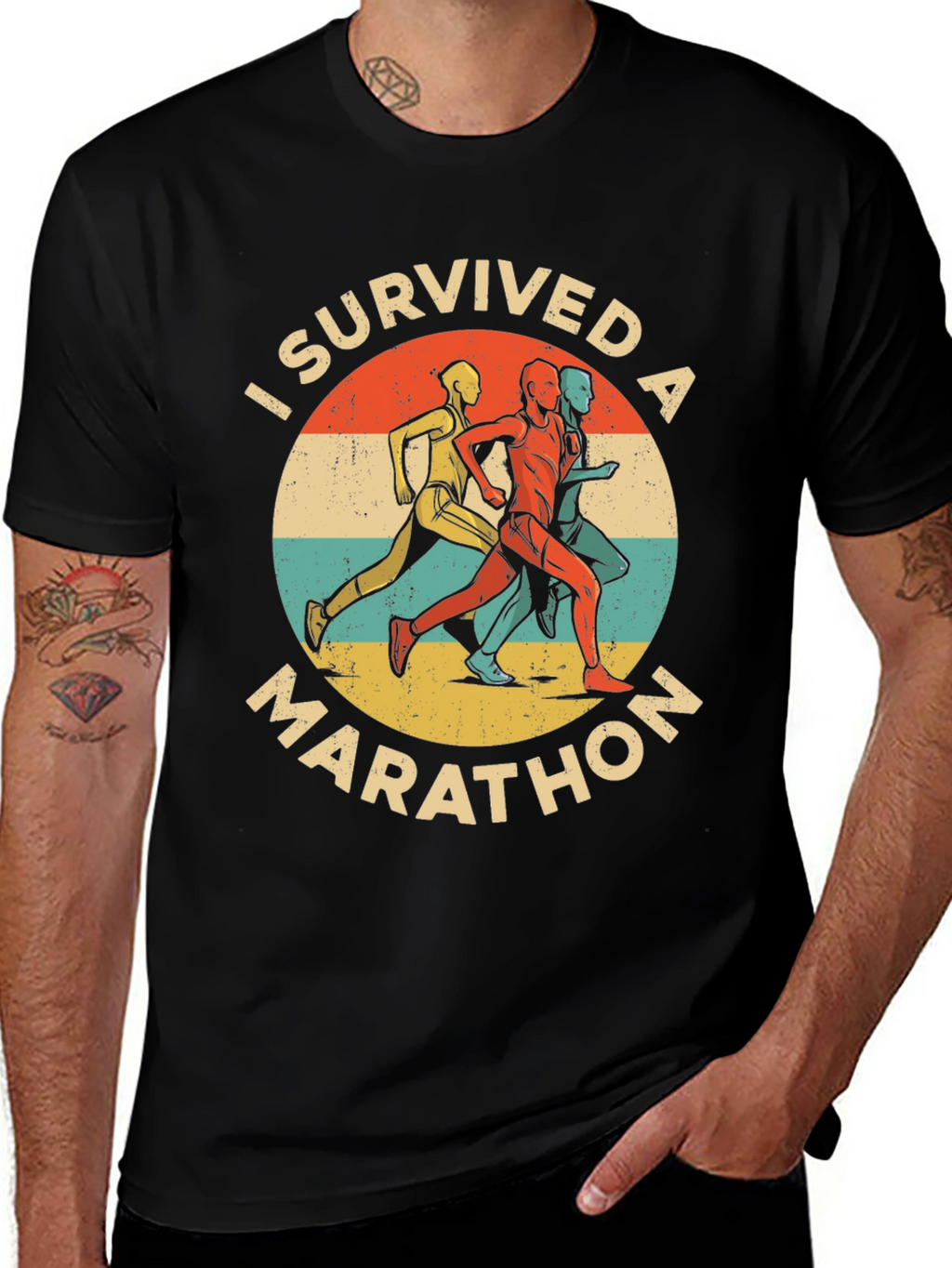 I Survived A Marathon Retro T-Shirt