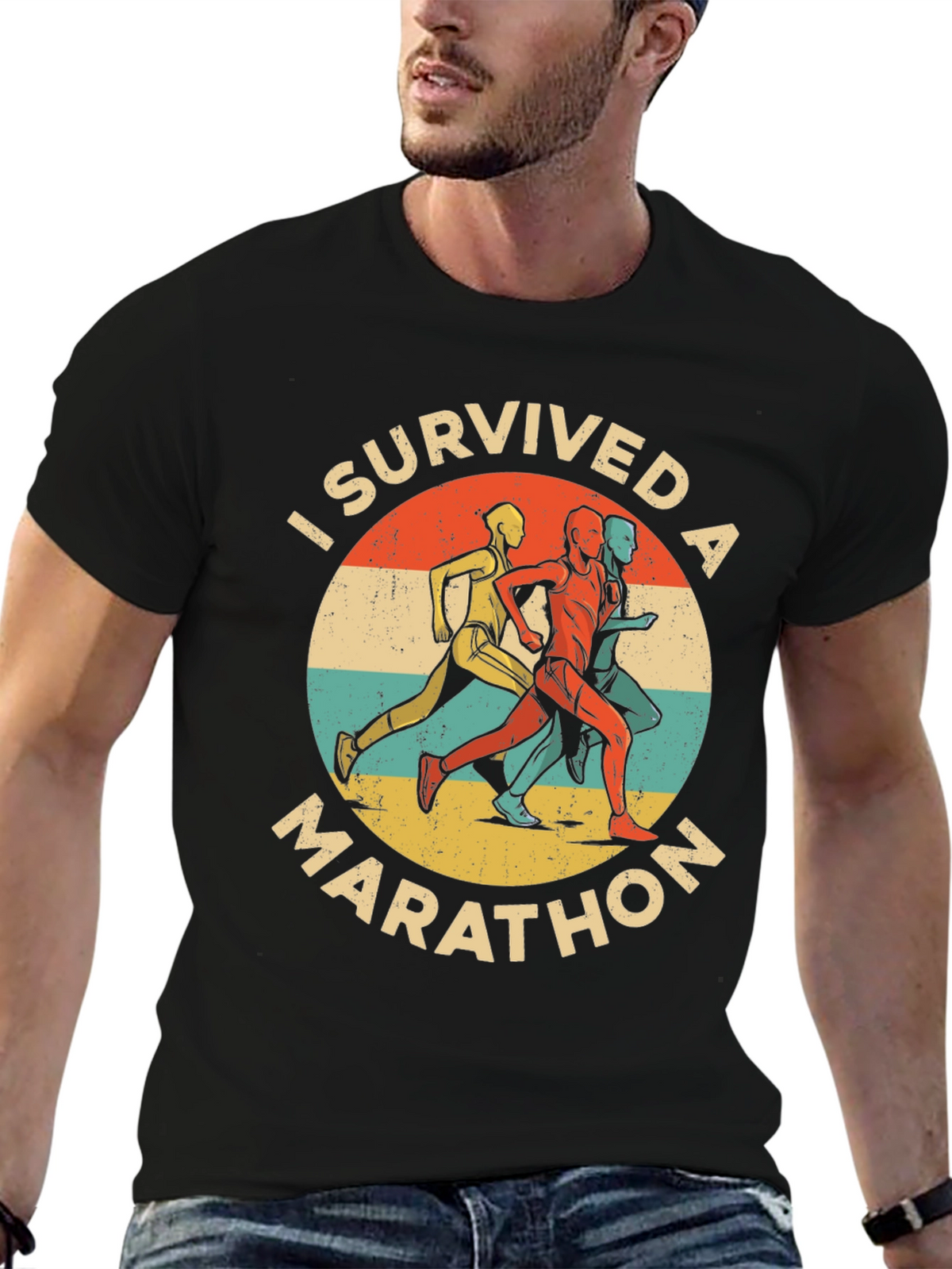 I Survived A Marathon Retro T-Shirt
