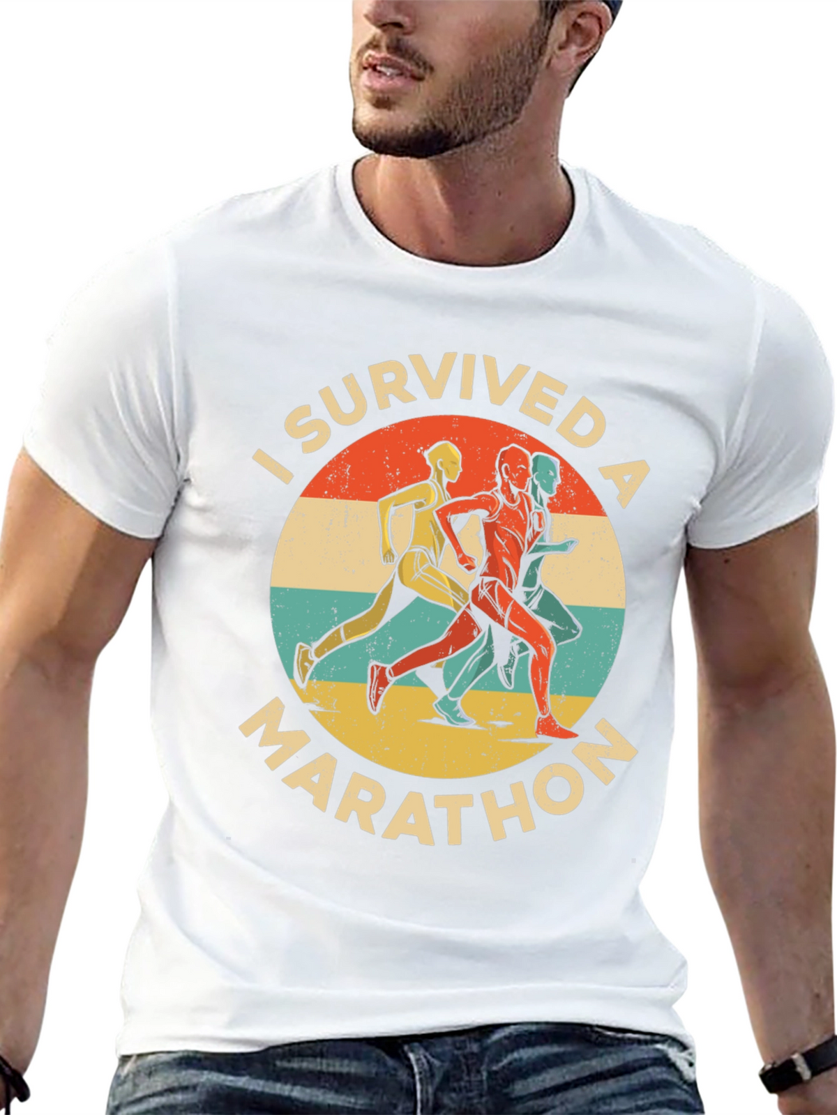 I Survived A Marathon Retro T-Shirt