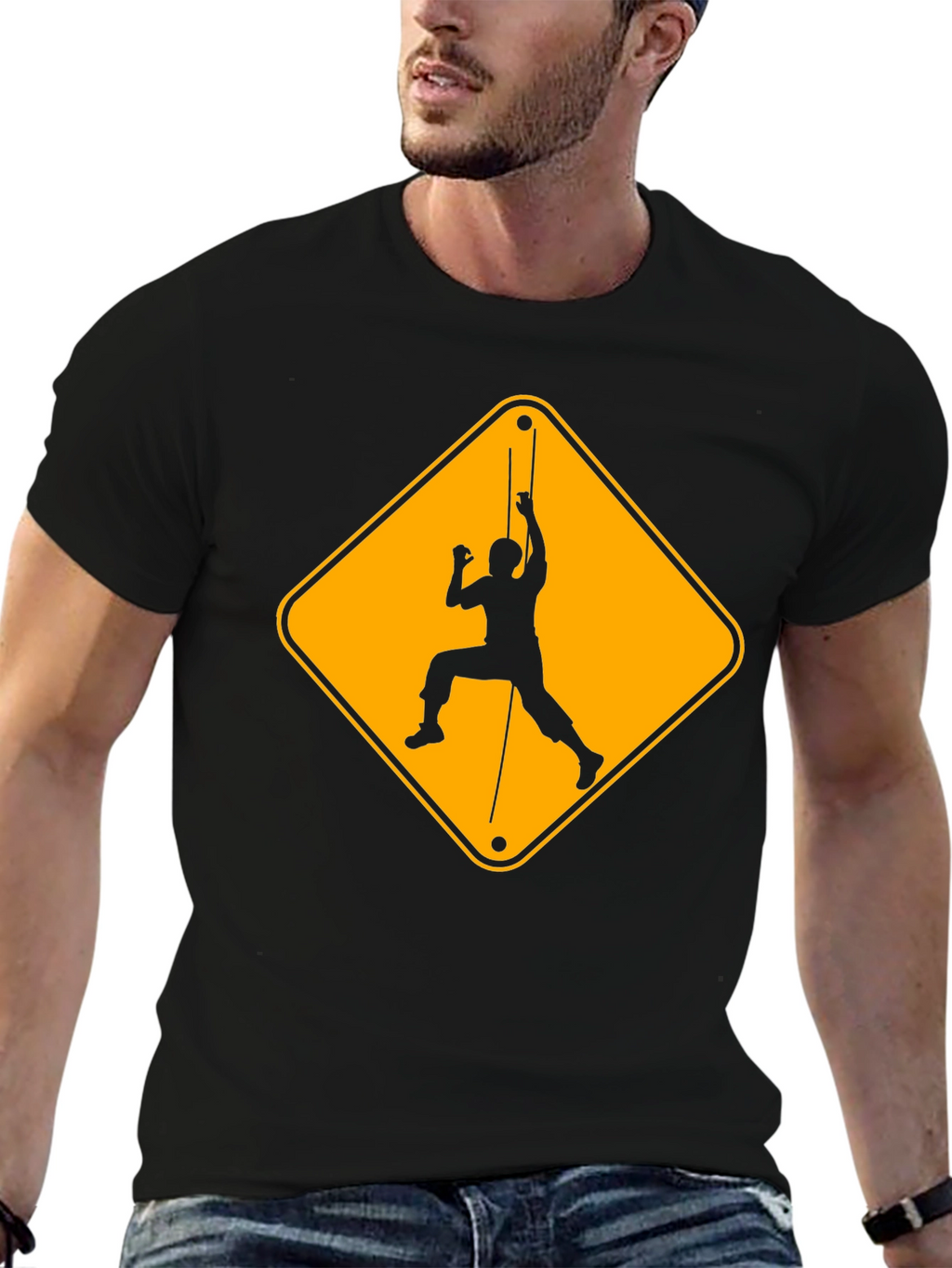 Climbing Hazard Black T-Shirt - Unique Climbers Tee