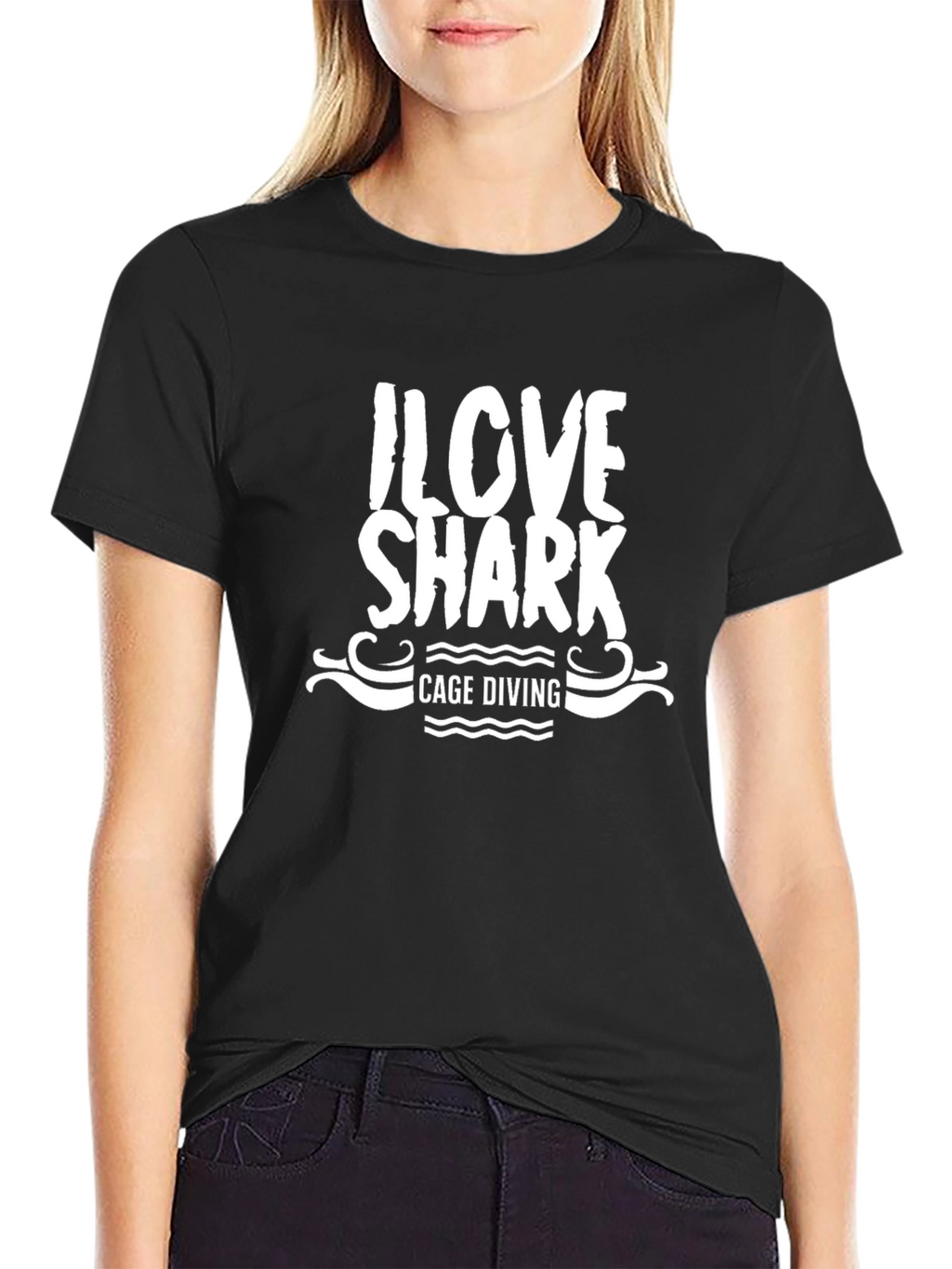 I Love Shark Cage Diving Mens Black T-Shirt