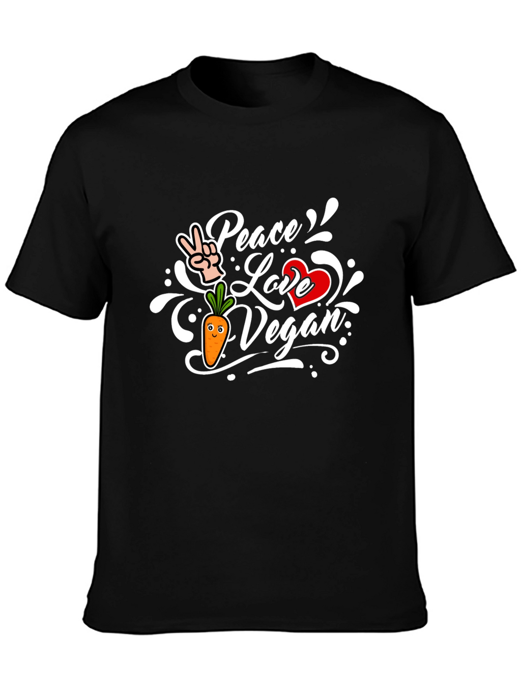 Peace Love Vegan Black T-Shirt