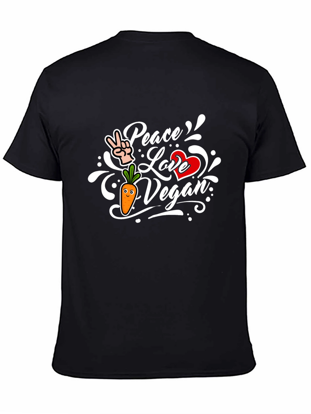 Peace Love Vegan Black T-Shirt