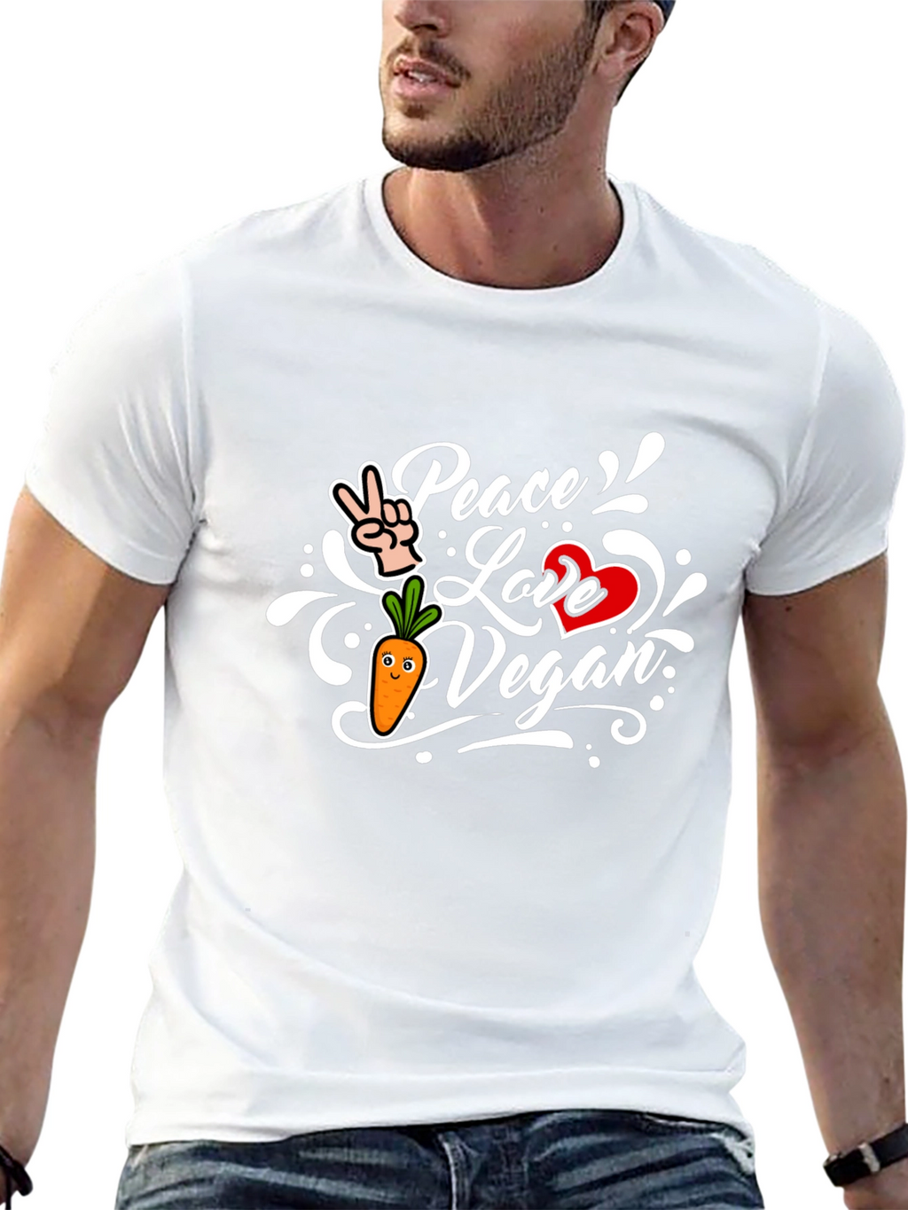 Peace Love Vegan Black T-Shirt