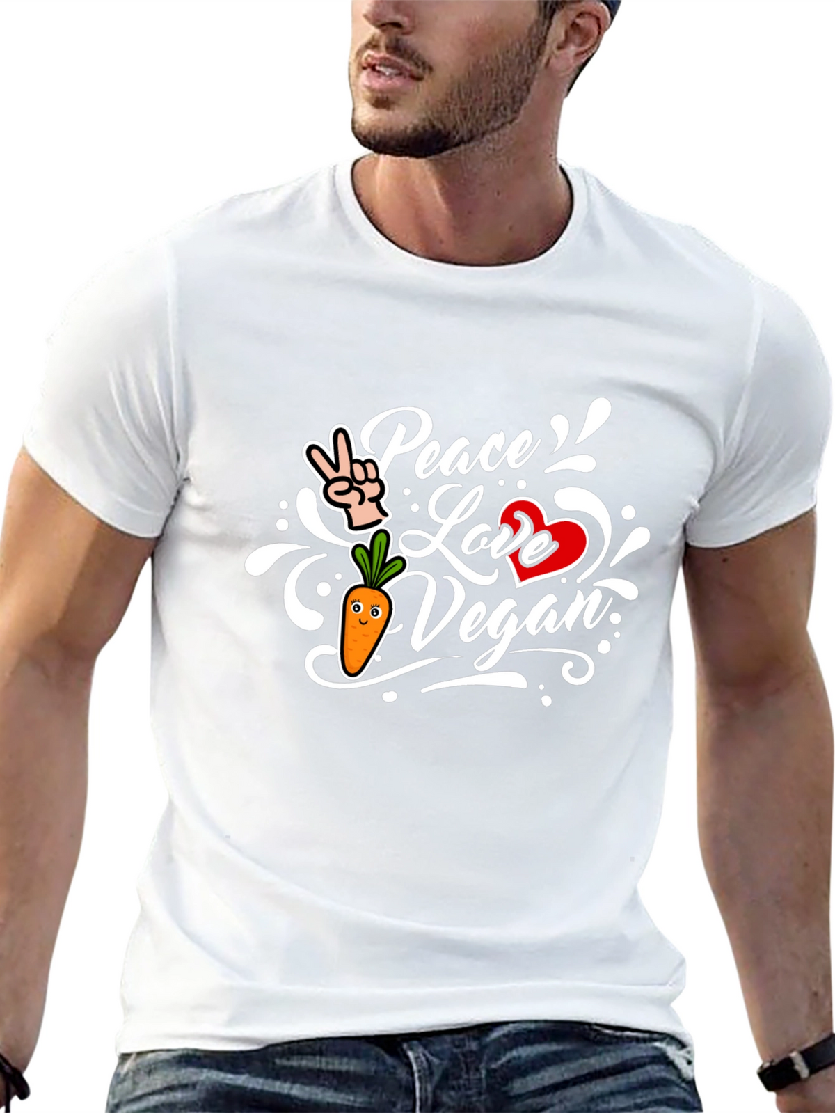 Peace Love Vegan Black T-Shirt