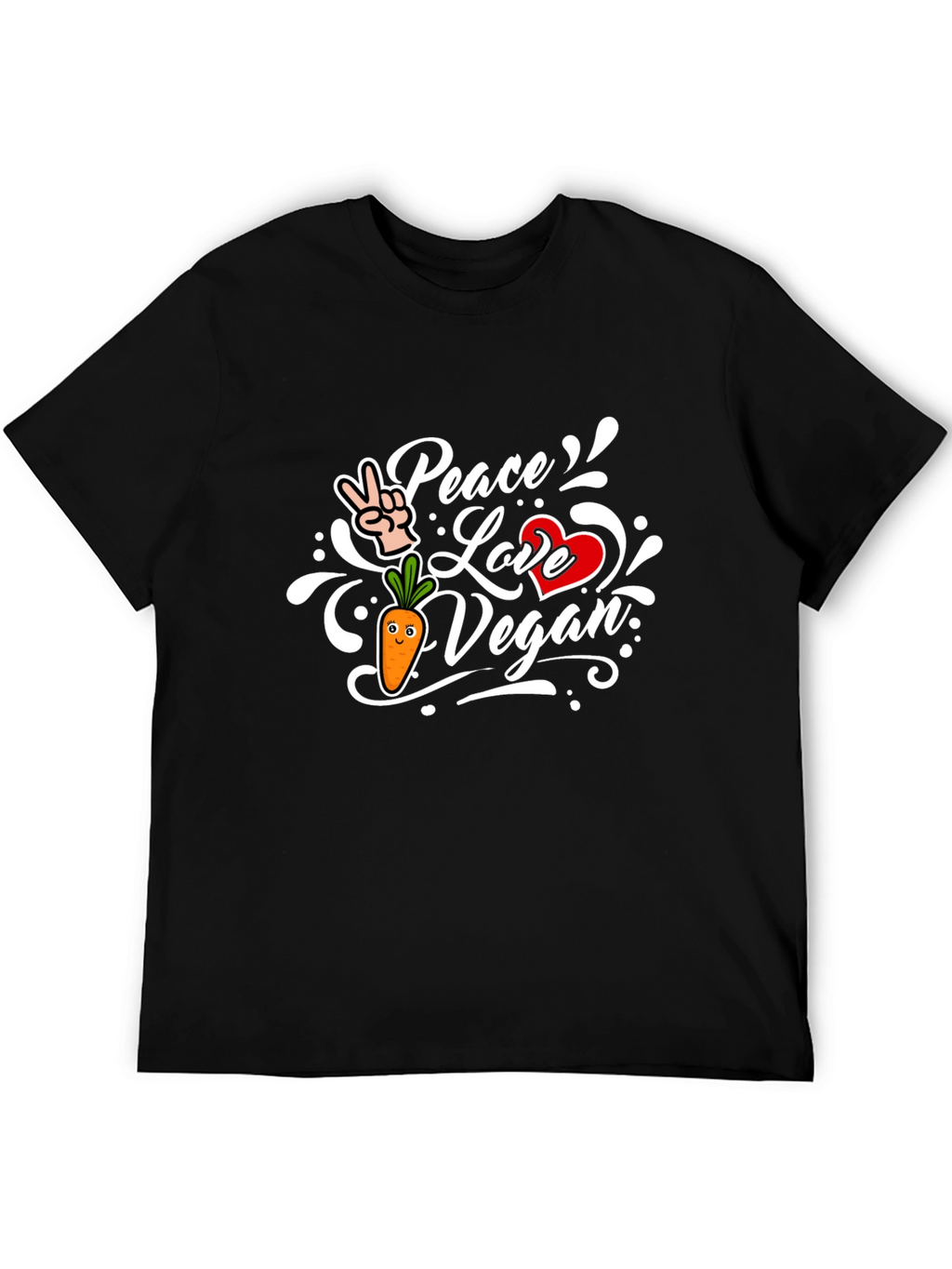Peace Love Vegan Black T-Shirt