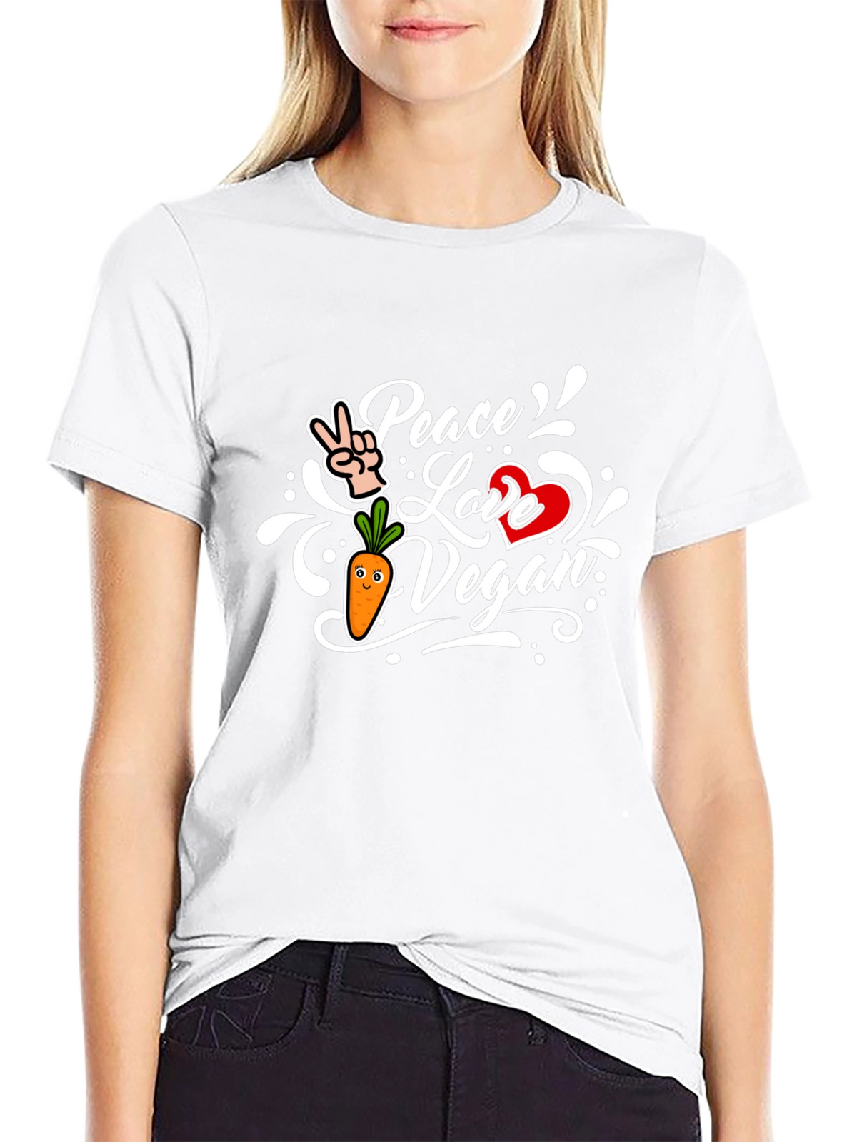 Peace Love Vegan Black T-Shirt