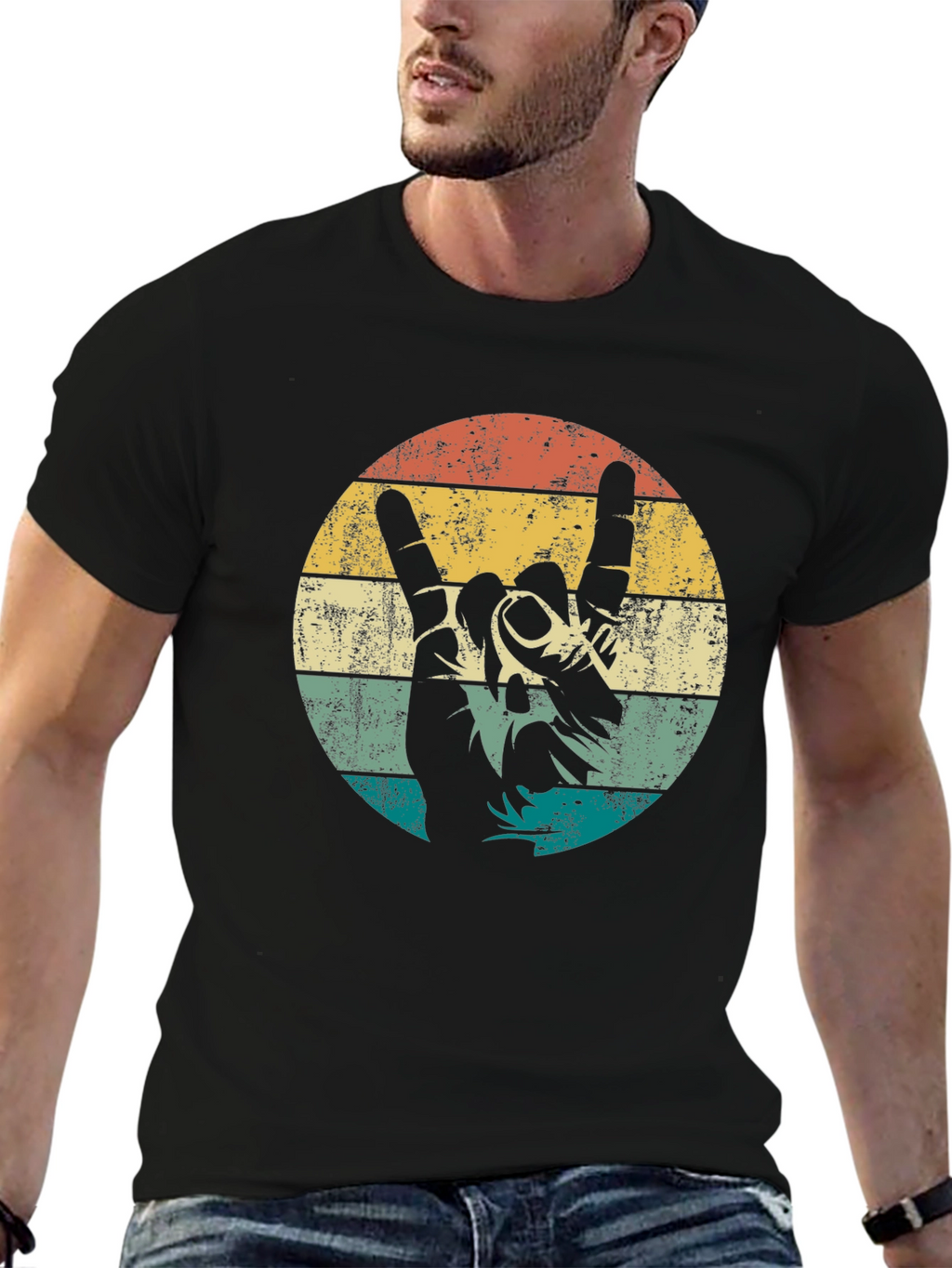 Retro Rock On Graphic T-Shirt