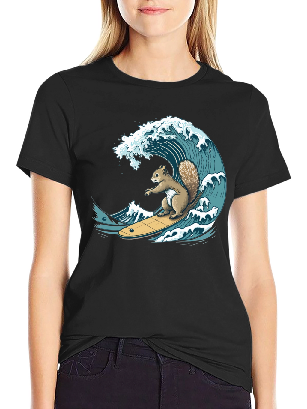 Surfing Squirrel Graphic T-Shirt
