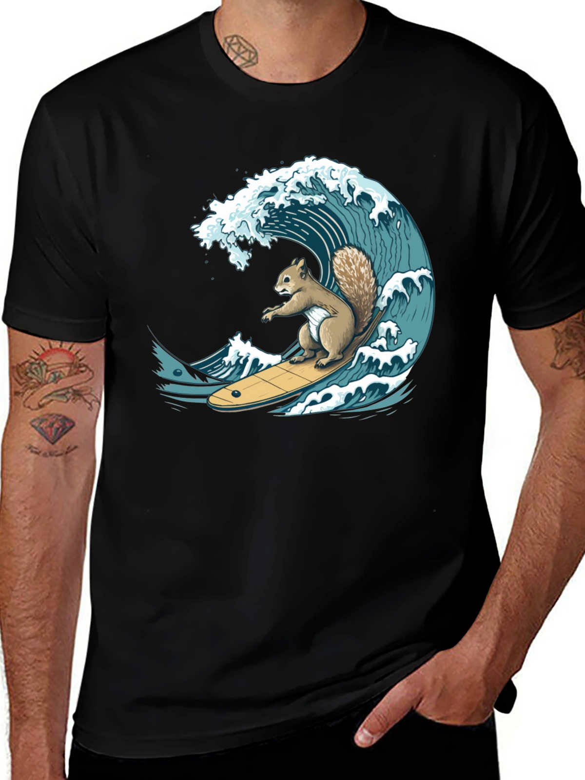 Surfing Squirrel Graphic T-Shirt