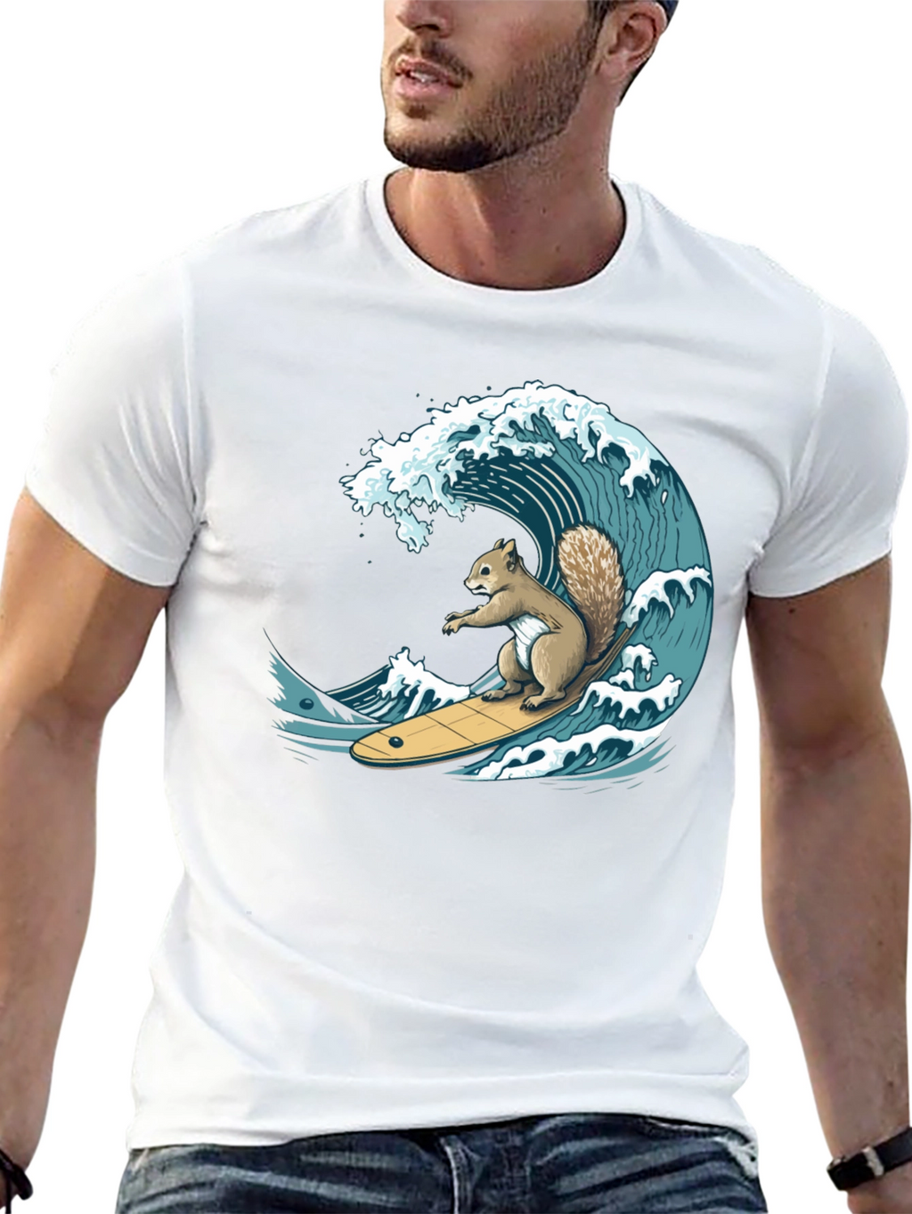 Surfing Squirrel Graphic T-Shirt