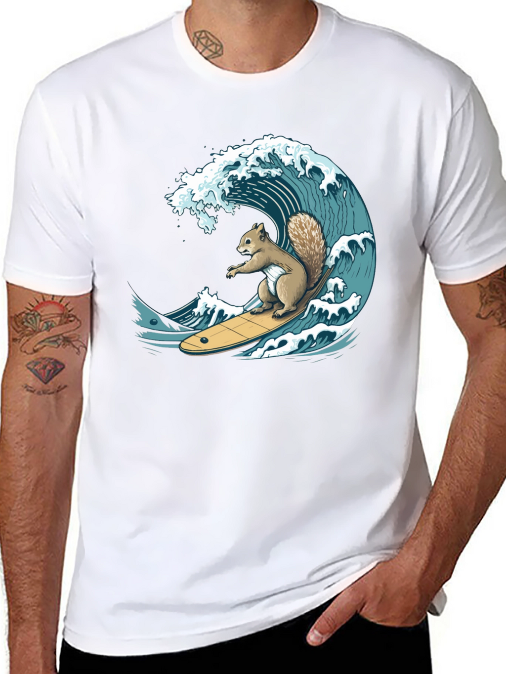 Surfing Squirrel Graphic T-Shirt