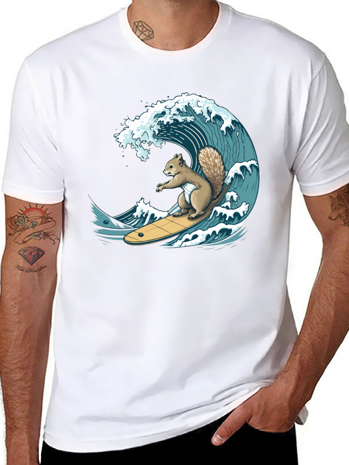 Surfing Squirrel Graphic T-Shirt