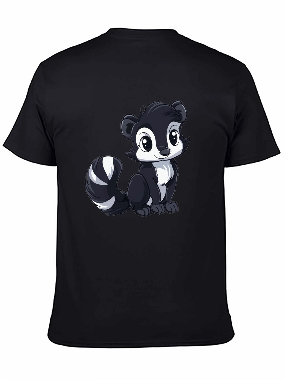 Cute Skunk Graphic Tee - Black Cotton Shirt
