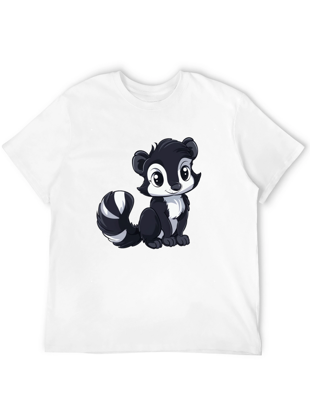 Cute Skunk Graphic Tee - Black Cotton Shirt