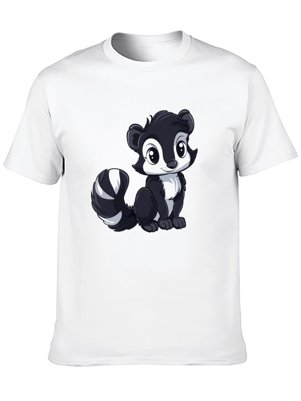 Cute Skunk Graphic Tee - Black Cotton Shirt