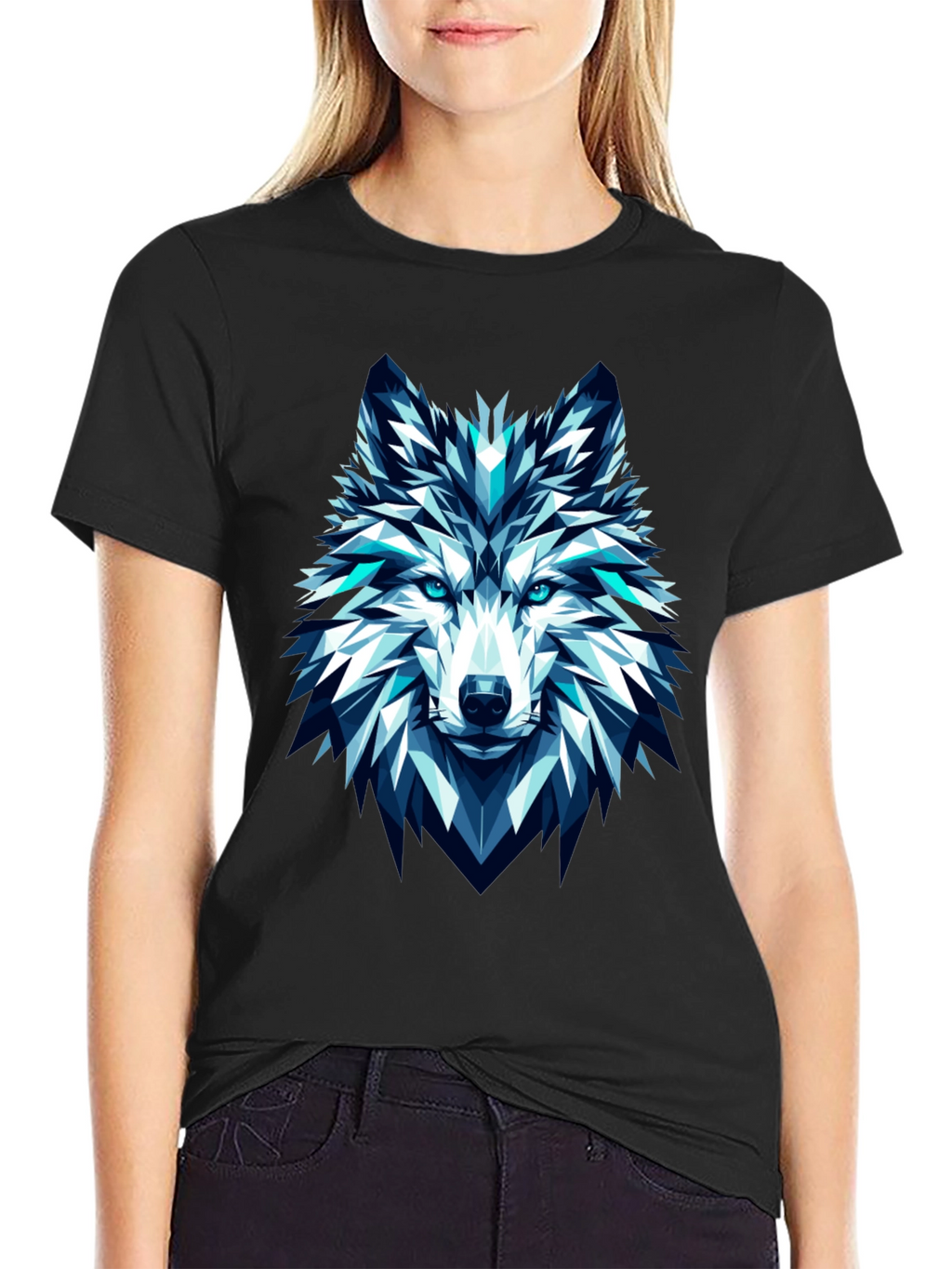 Geometric Wolf Graphic Tee - Modern Art T-Shirt