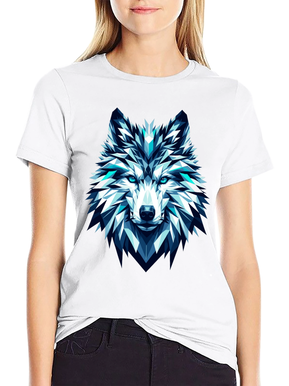 Geometric Wolf Graphic Tee - Modern Art T-Shirt