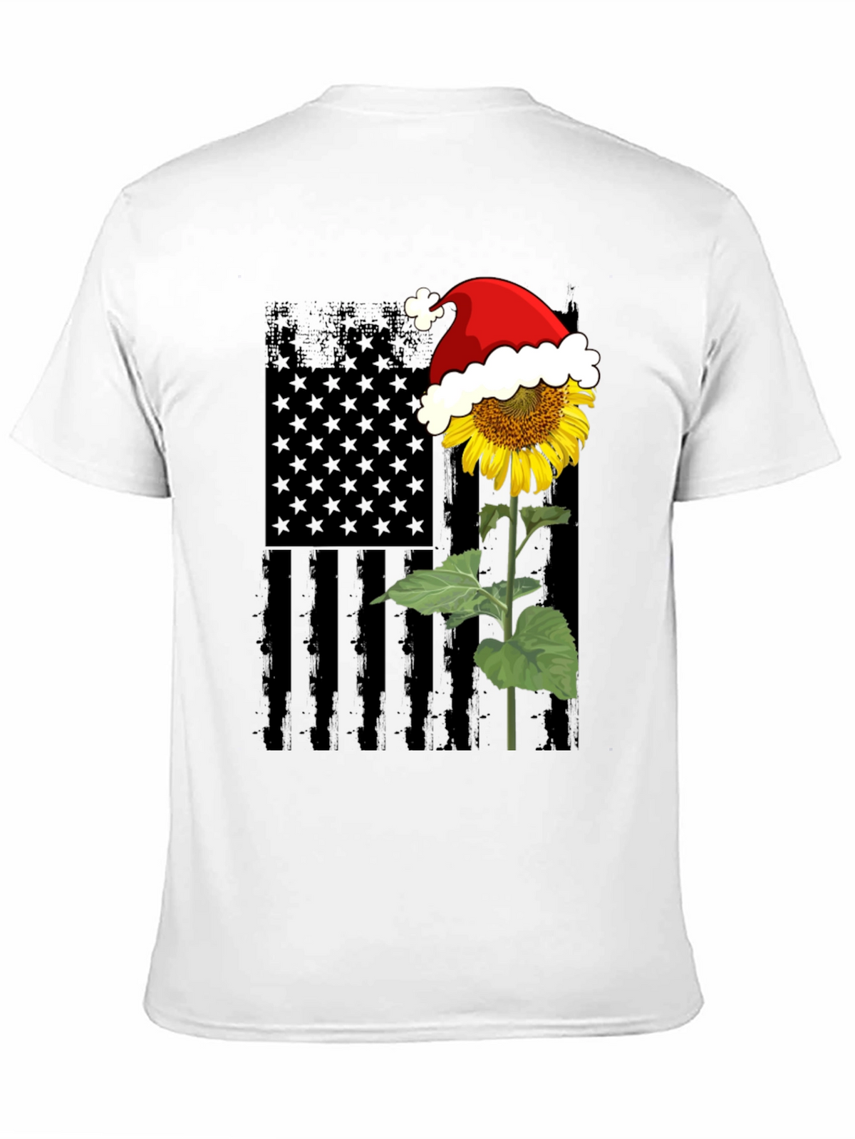 Sunflower American Flag Santa Hat T-Shirt