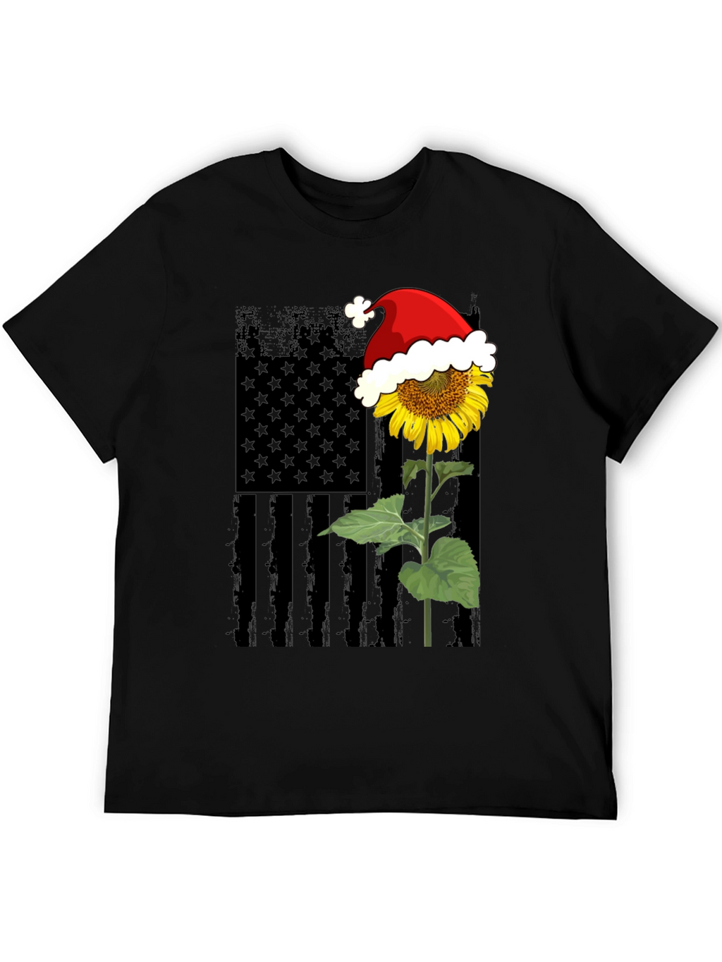 Sunflower American Flag Santa Hat T-Shirt