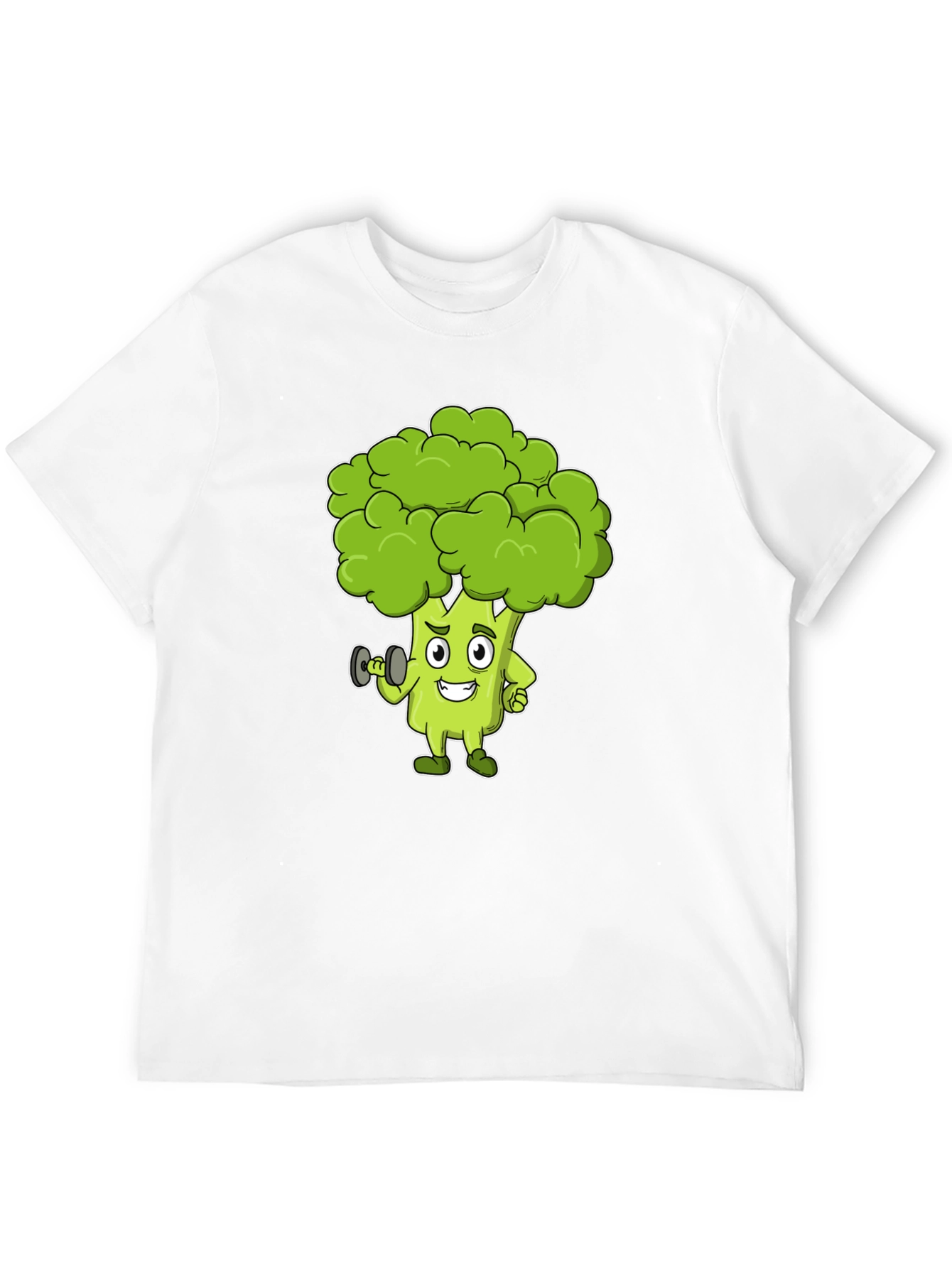 Broccoli Cartoon Graphic Black T-Shirt