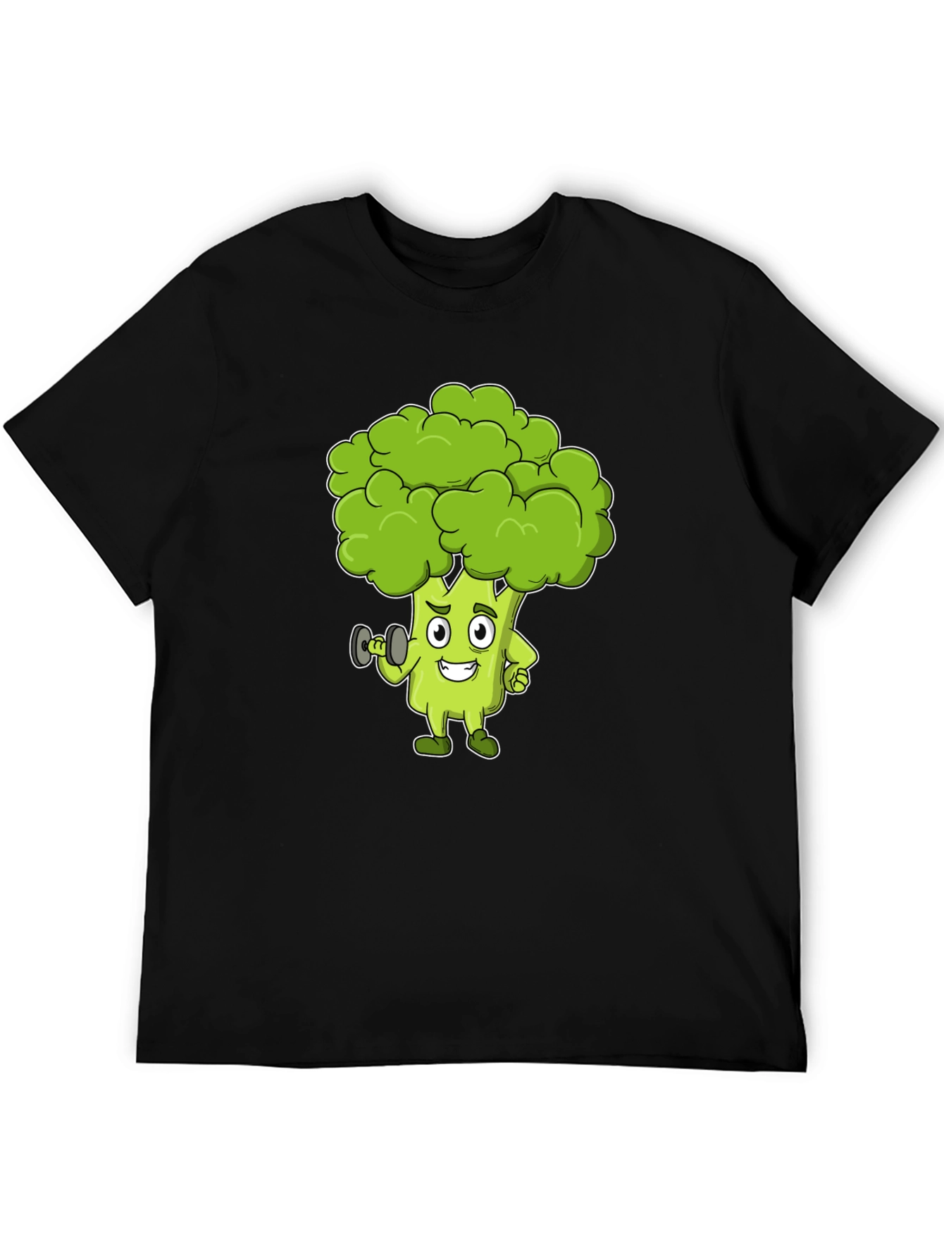 Broccoli Cartoon Graphic Black T-Shirt