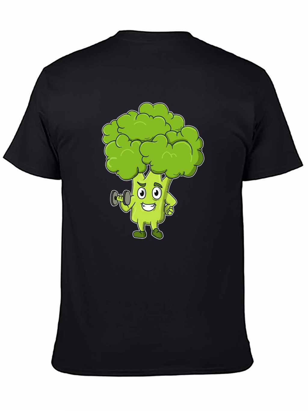 Broccoli Cartoon Graphic Black T-Shirt