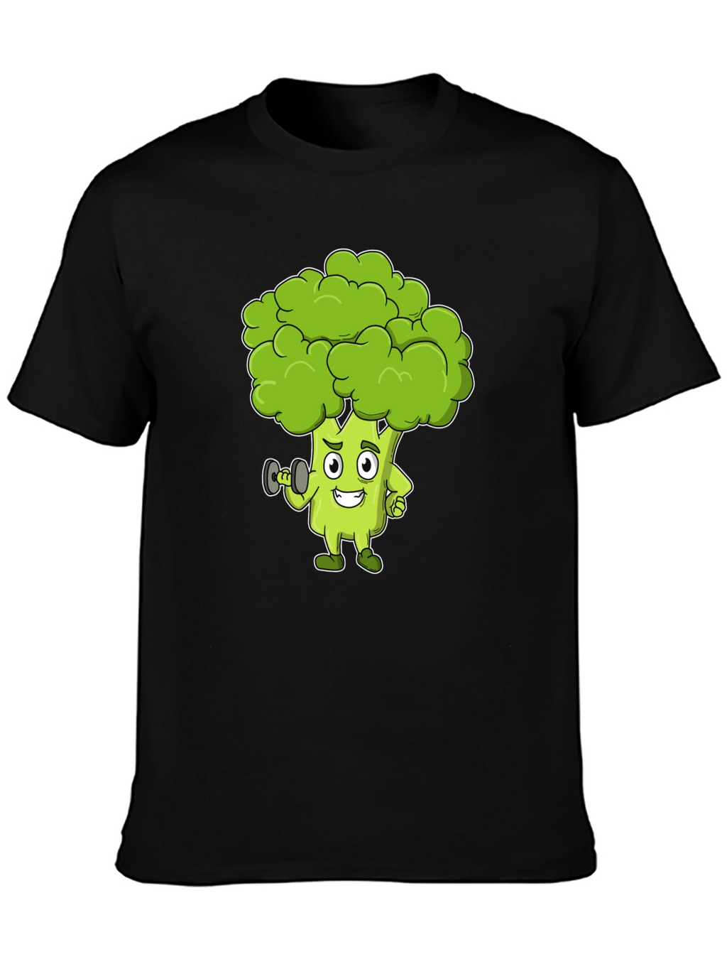 Broccoli Cartoon Graphic Black T-Shirt