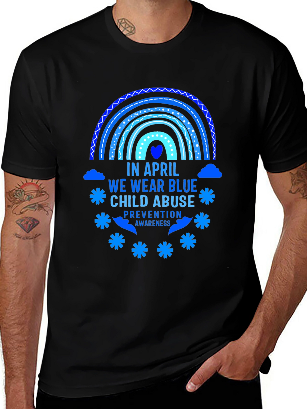 April Child Abuse Awareness Blue Rainbow T-Shirt