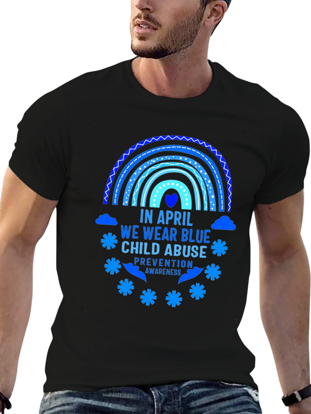 April Child Abuse Awareness Blue Rainbow T-Shirt