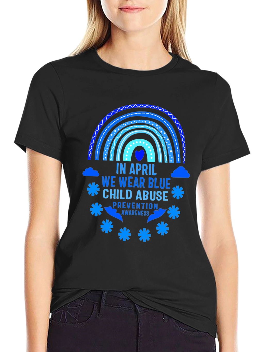 April Child Abuse Awareness Blue Rainbow T-Shirt