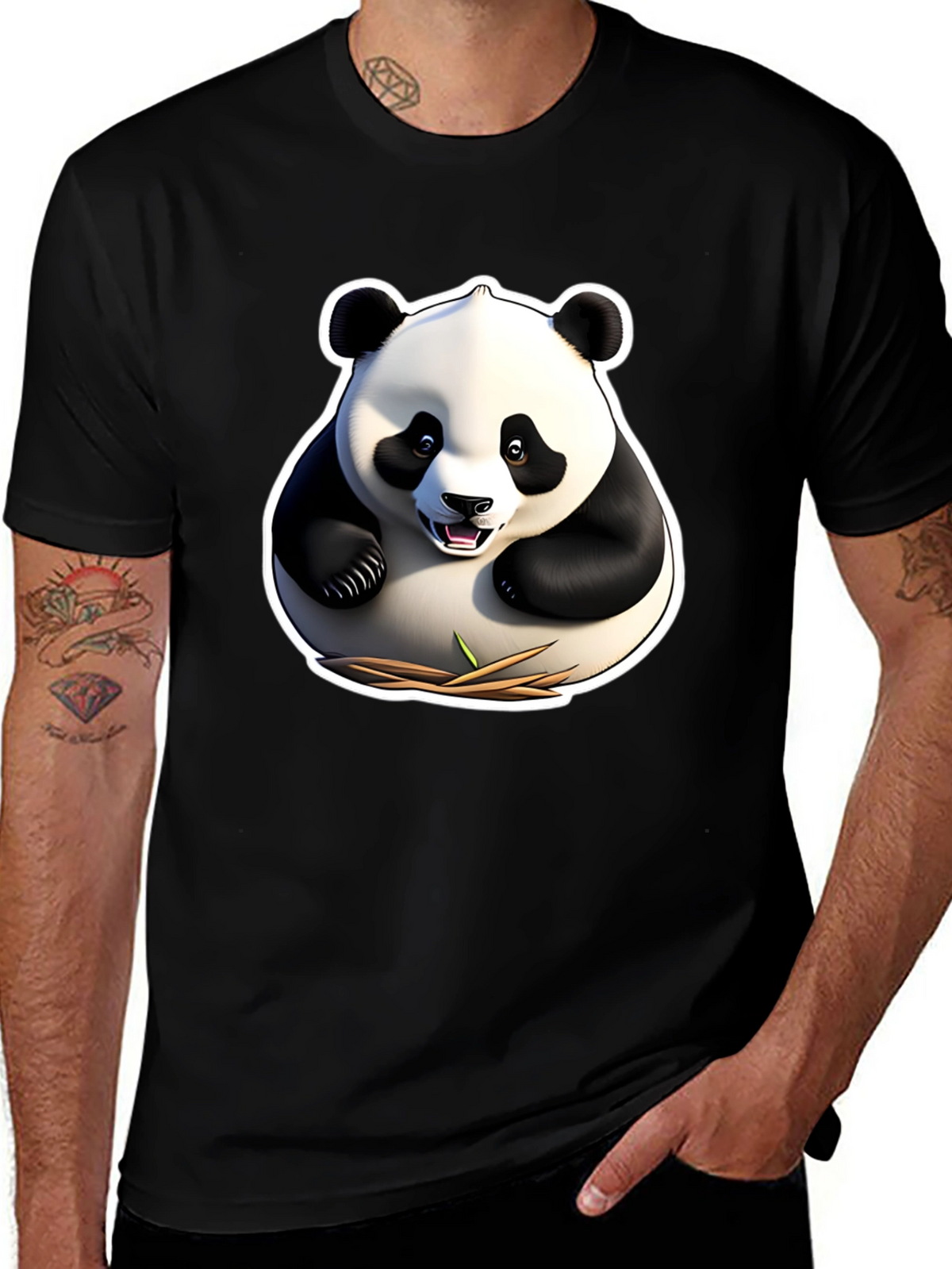 Panda Graphic Tee - Black Cotton Comfort Fit