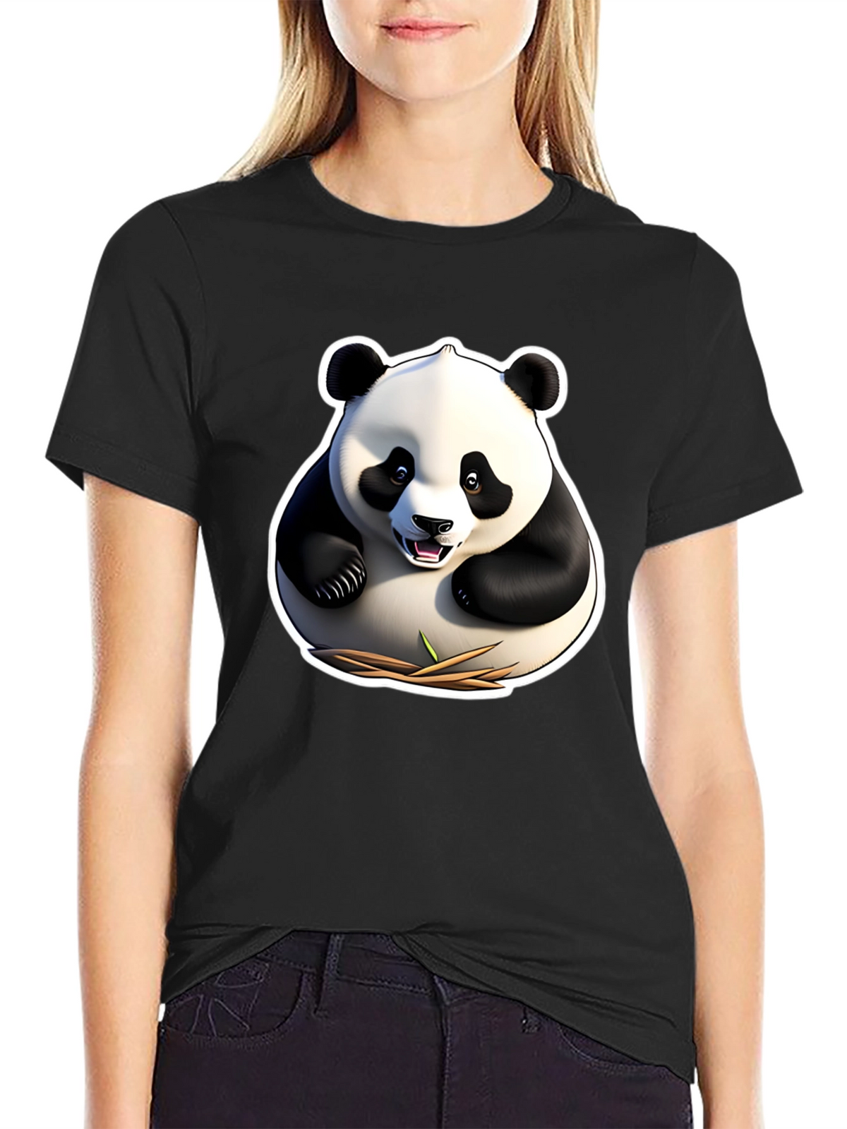 Panda Graphic Tee - Black Cotton Comfort Fit