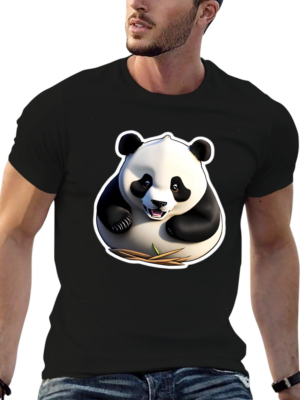 Panda Graphic Tee - Black Cotton Comfort Fit