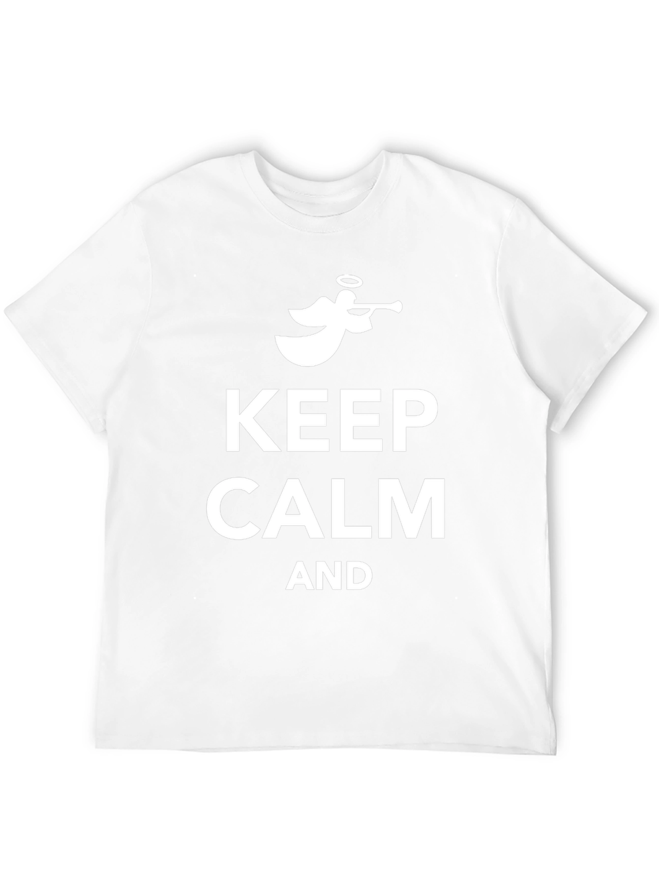 Keep Calm Angel Trumpet Black Cotton Tee