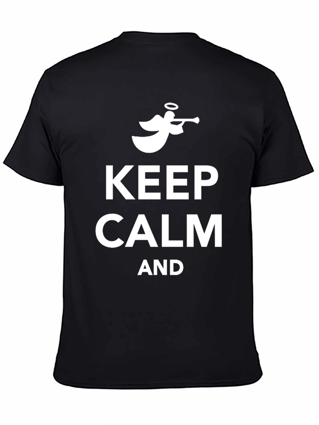 Keep Calm Angel Trumpet Black Cotton Tee