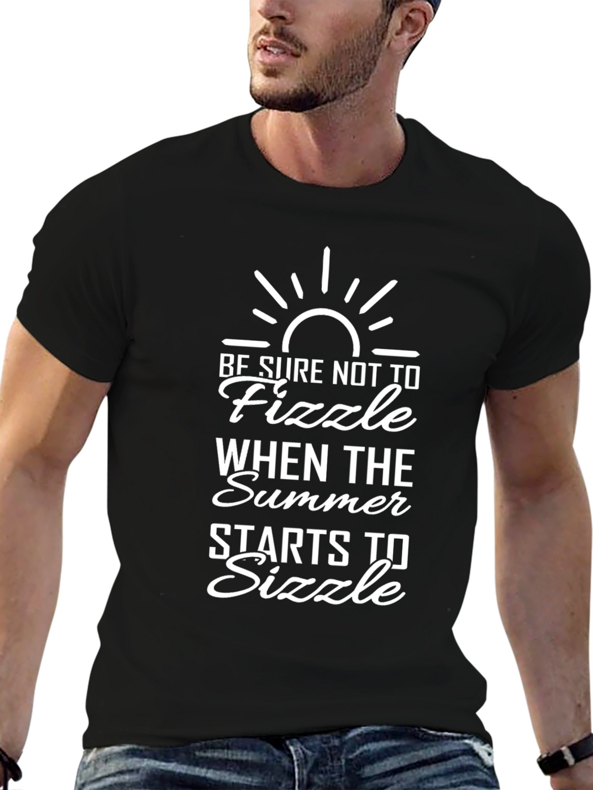 Summer Sizzle Graphic Tee - Black Short Sleeve