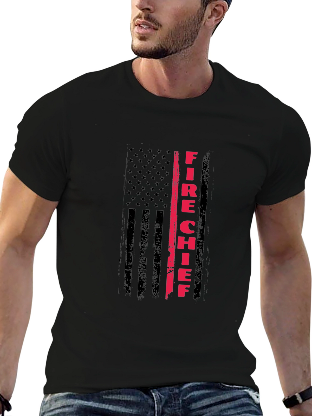 Fire Chief American Flag T-Shirt