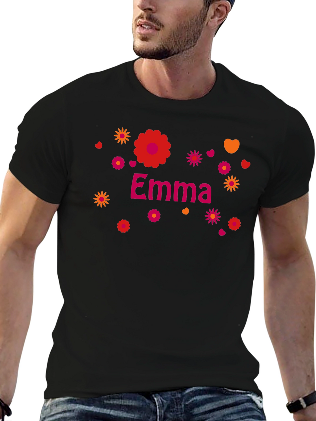 Emma Floral Graphic Tee - Custom Name Shirt