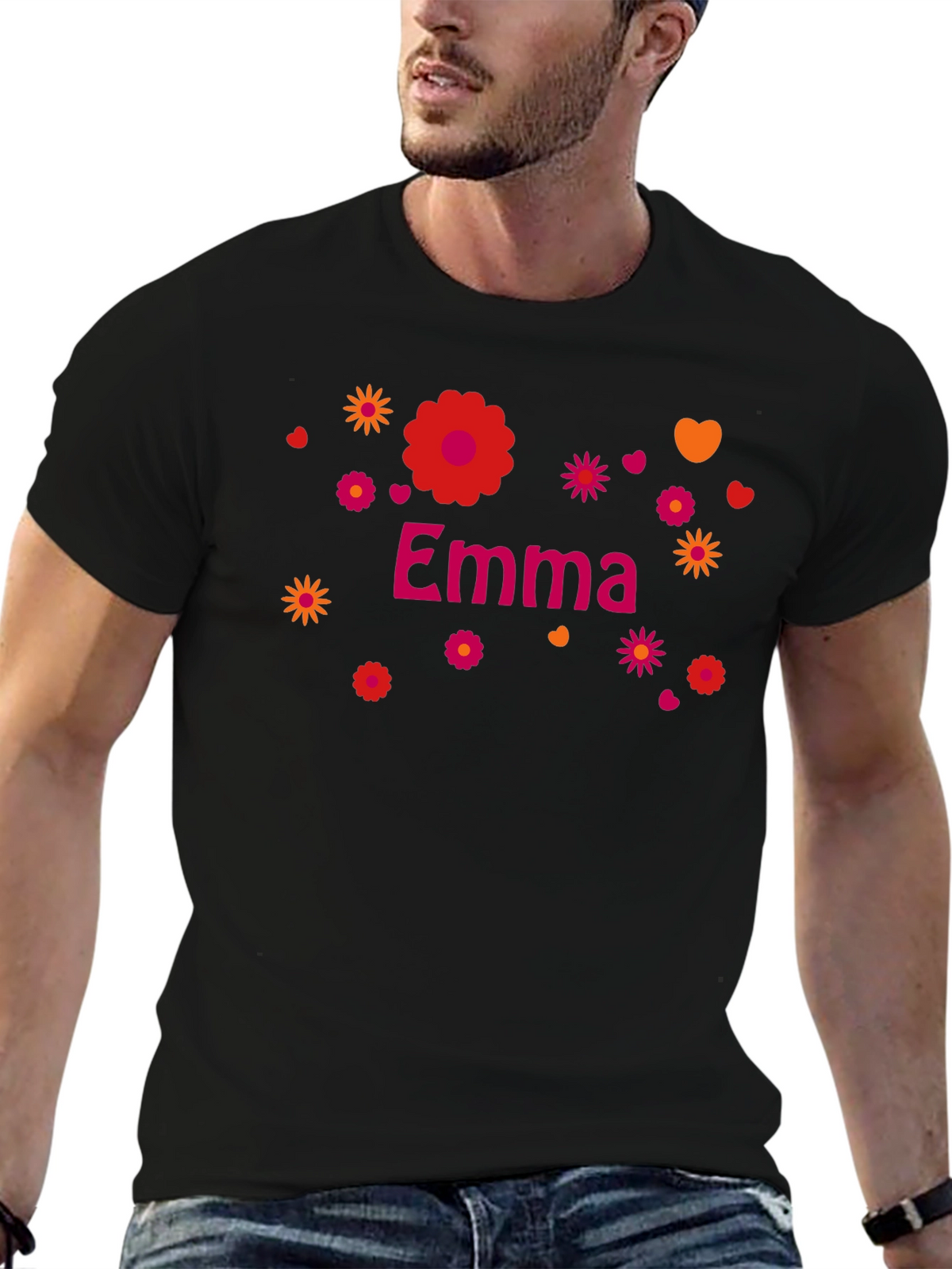 Emma Floral Graphic Tee - Custom Name Shirt