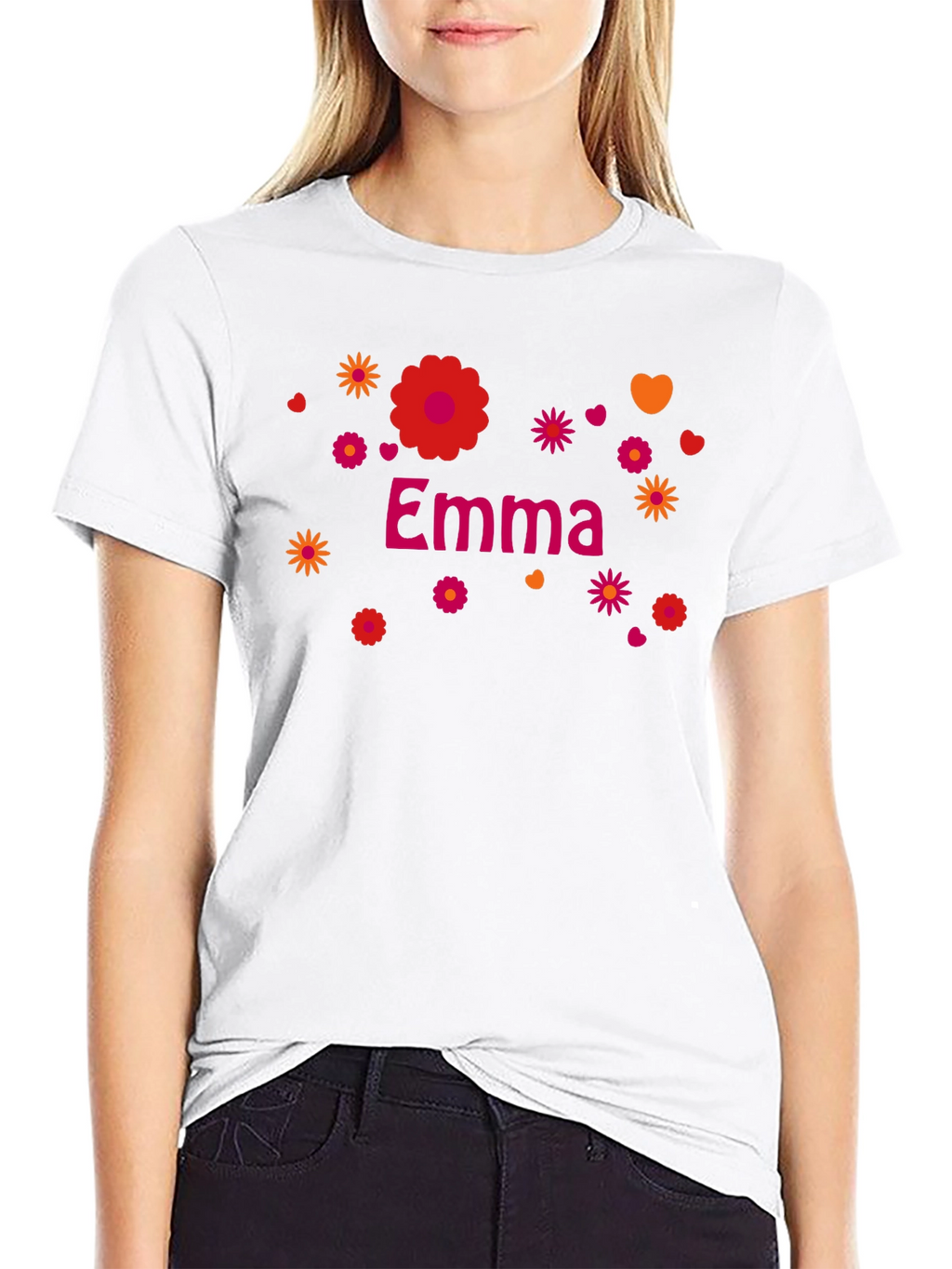 Emma Floral Graphic Tee - Custom Name Shirt