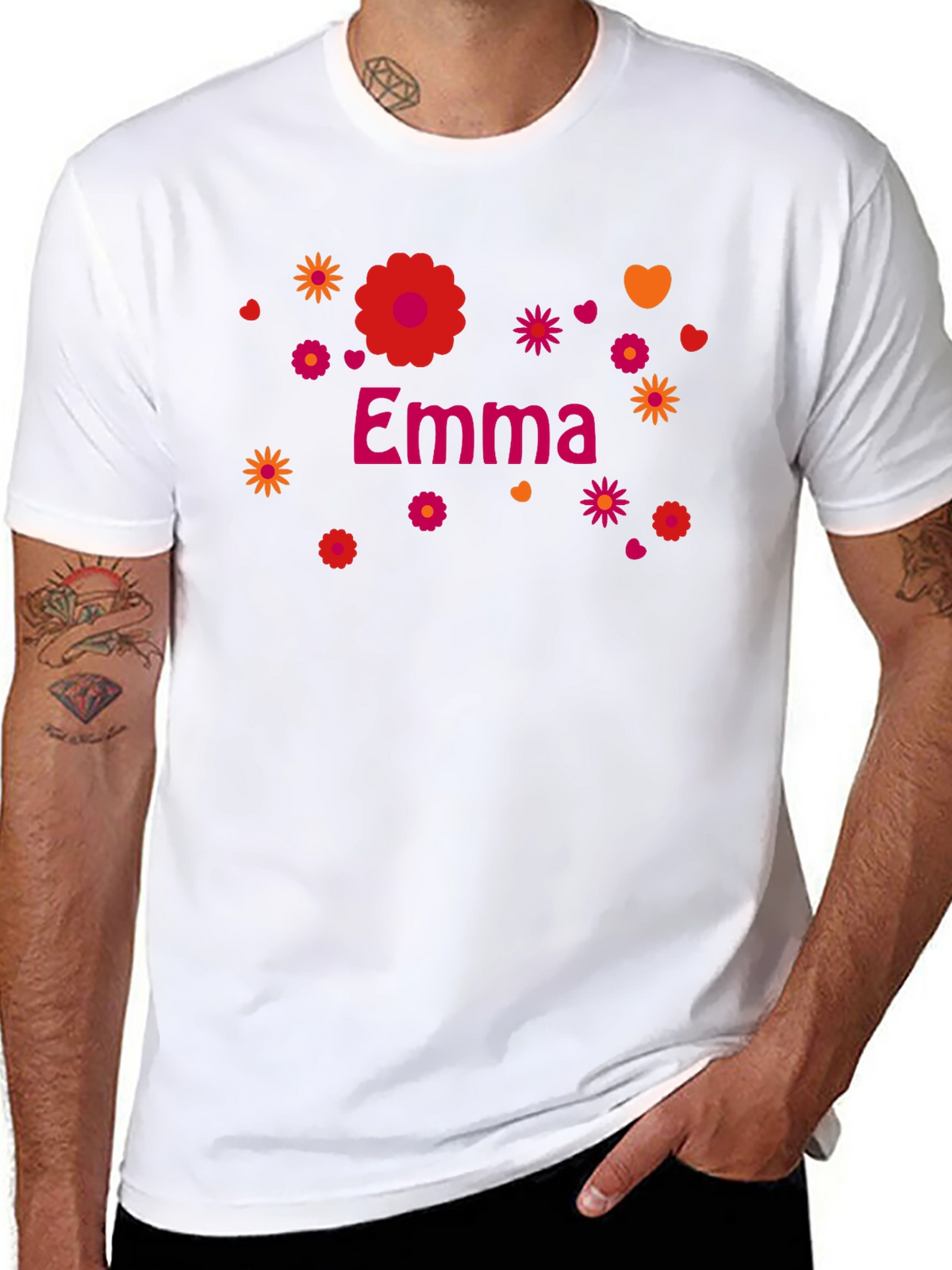 Emma Floral Graphic Tee - Custom Name Shirt