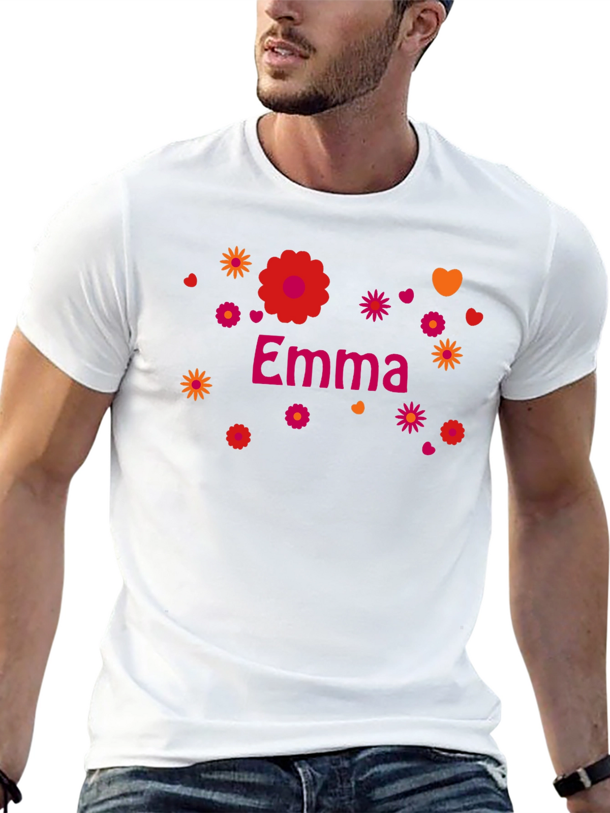 Emma Floral Graphic Tee - Custom Name Shirt