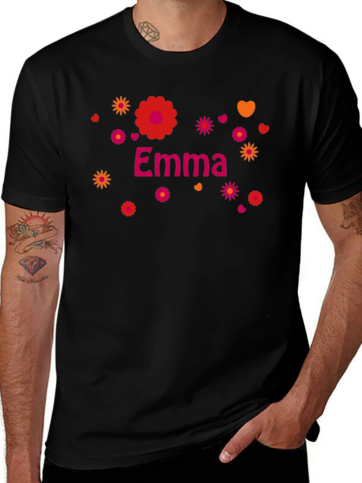 Emma Floral Graphic Tee - Custom Name Shirt