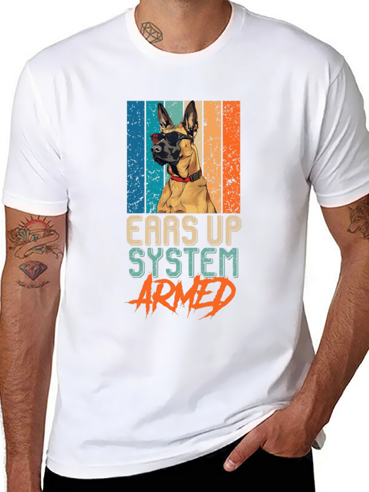 Ears Up System Armed Dog T-Shirt