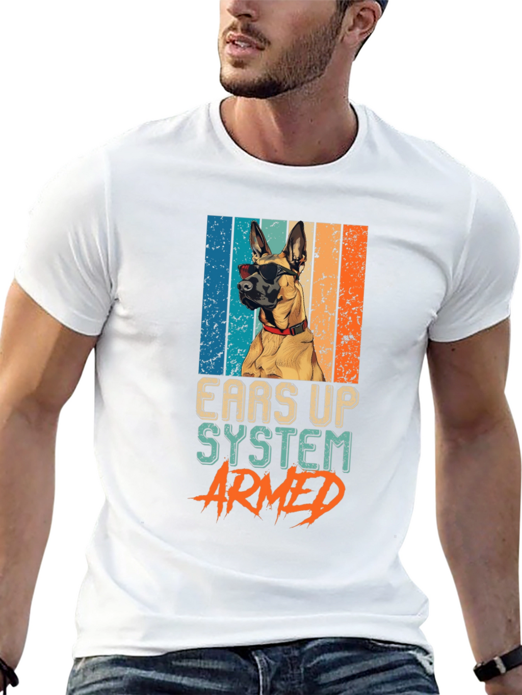 Ears Up System Armed Dog T-Shirt