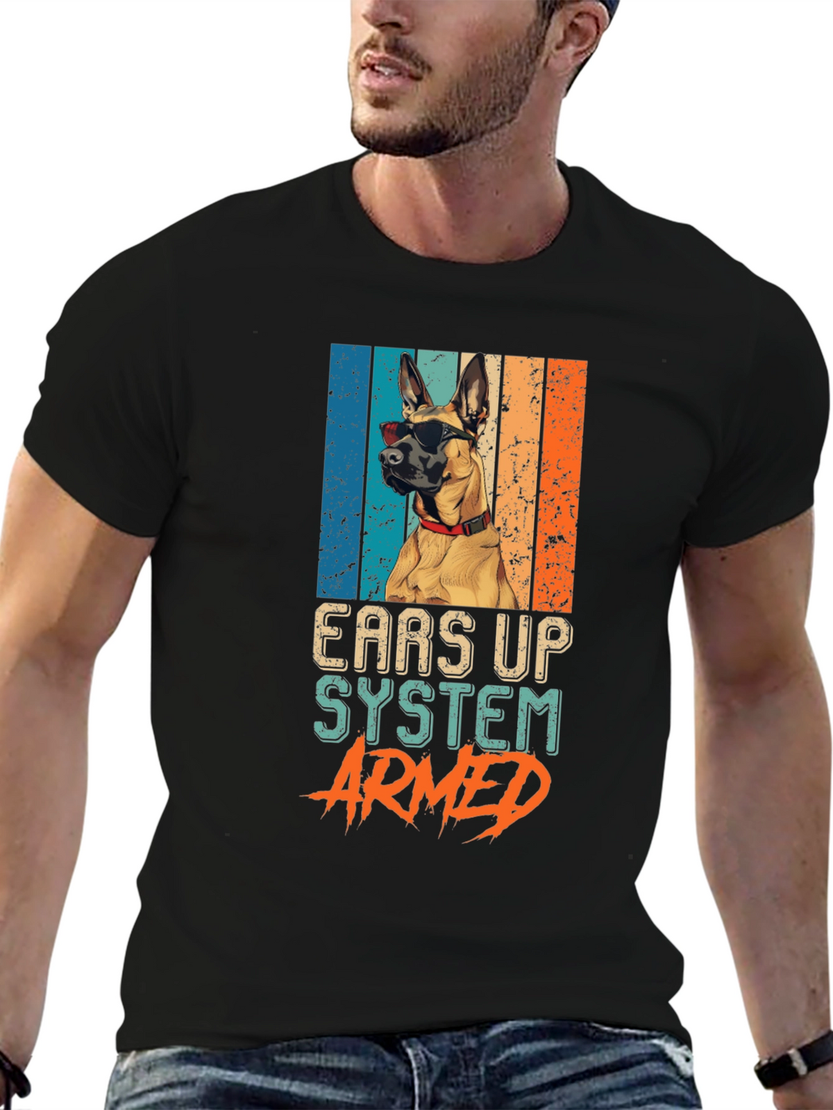 Ears Up System Armed Dog T-Shirt