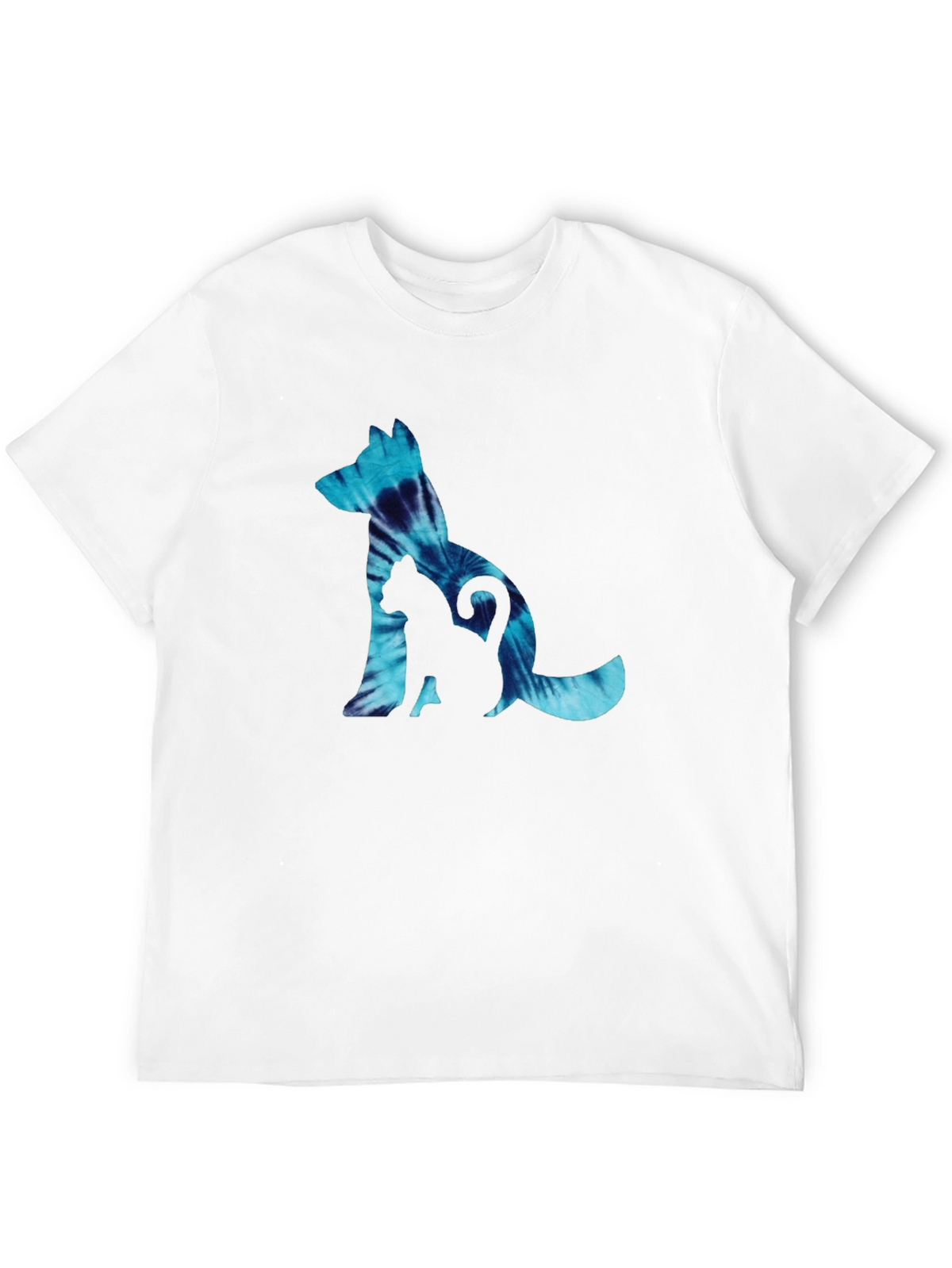 Dog & Cat Tie-Dye Graphic Black T-Shirt